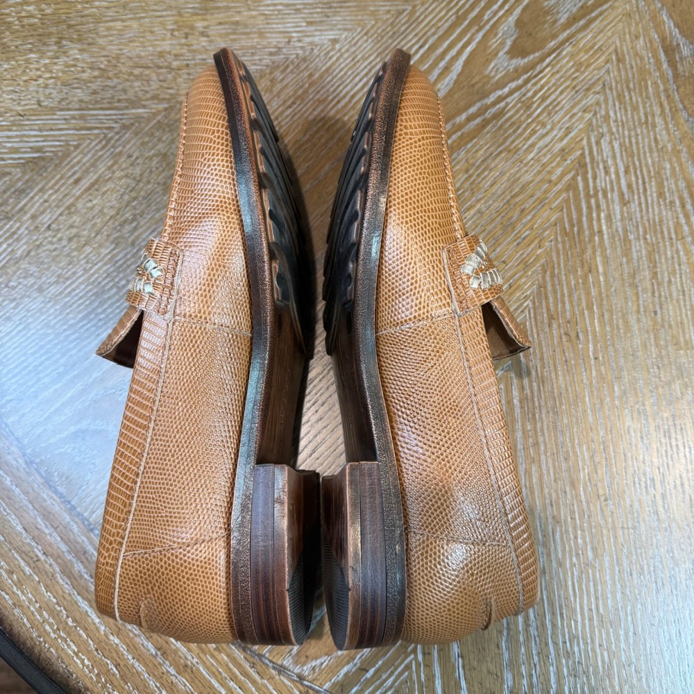 Brioso Frisco Lizard Embossed Leather Loafers Brown Slip On‎ Size 10 - Picture 9 of 10